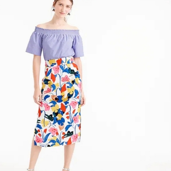 J. Crew Dresses & Skirts - J.Crew Pintuck Midi Skirt Morning Floral